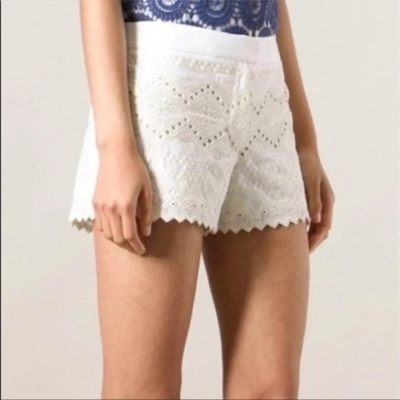 NWOT TORY BURCH Veronique White Cream Embroidered Lace Shorts Size 4 $195